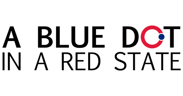 A Blue Dot in a Red State logo