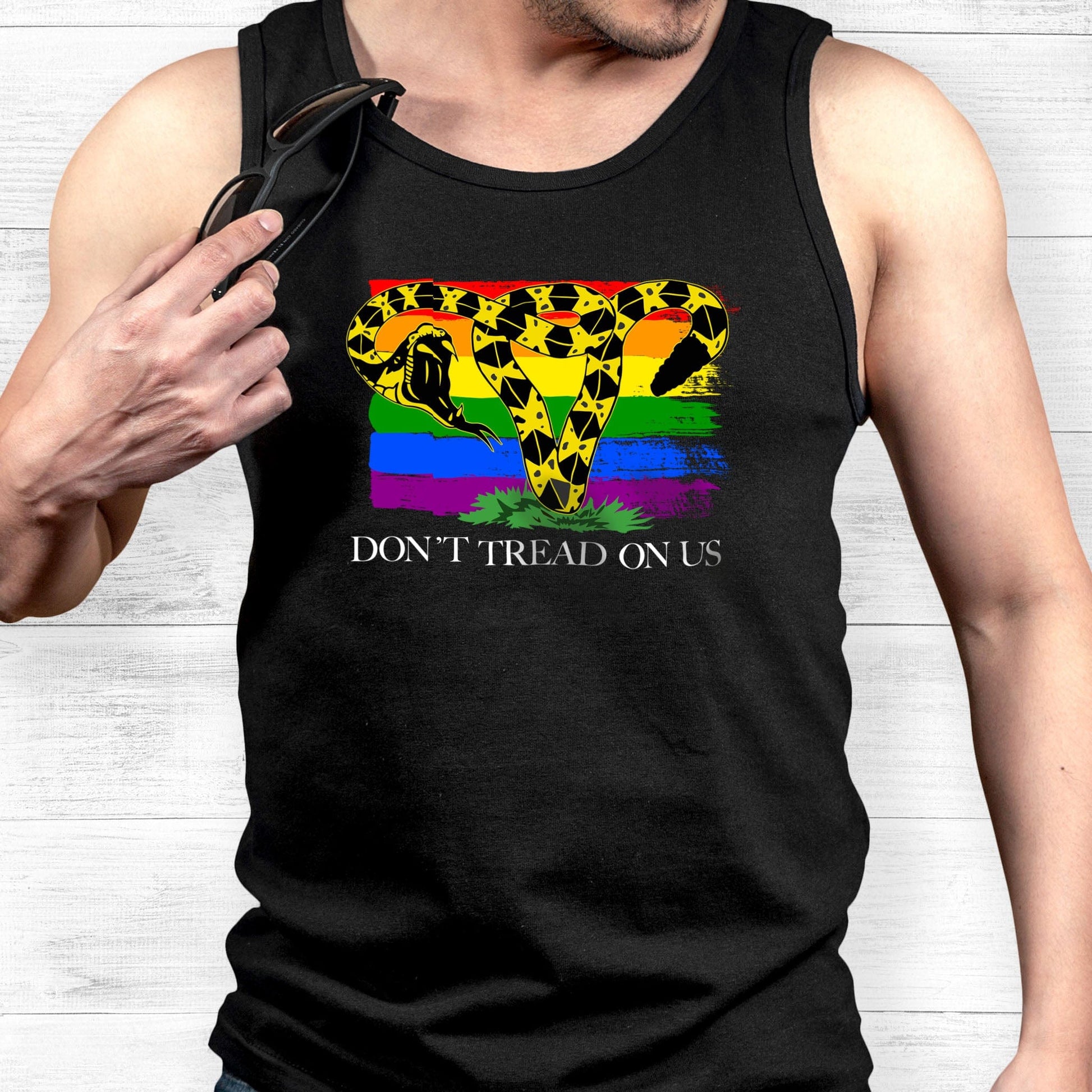 Don't Tread on Us Pro-Choice LGBTQ+ Unisex Muscle Tank A Blue Dot in a Red State