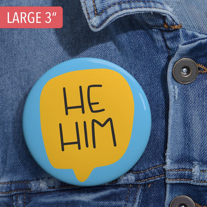 Gender Pronouns Pin He/Him A Blue Dot in a Red State