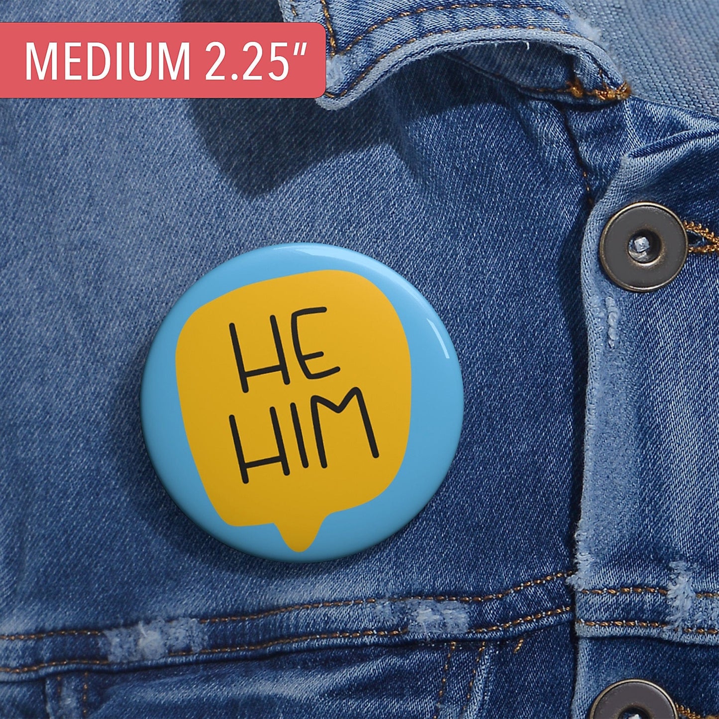 Gender Pronouns Pin He/Him A Blue Dot in a Red State