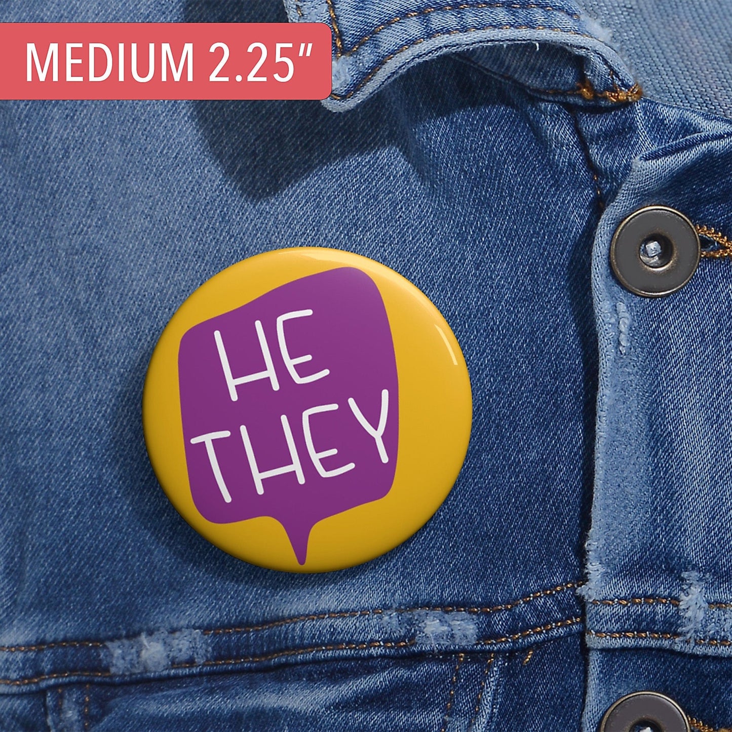 Gender Pronouns Pin He/They A Blue Dot in a Red State