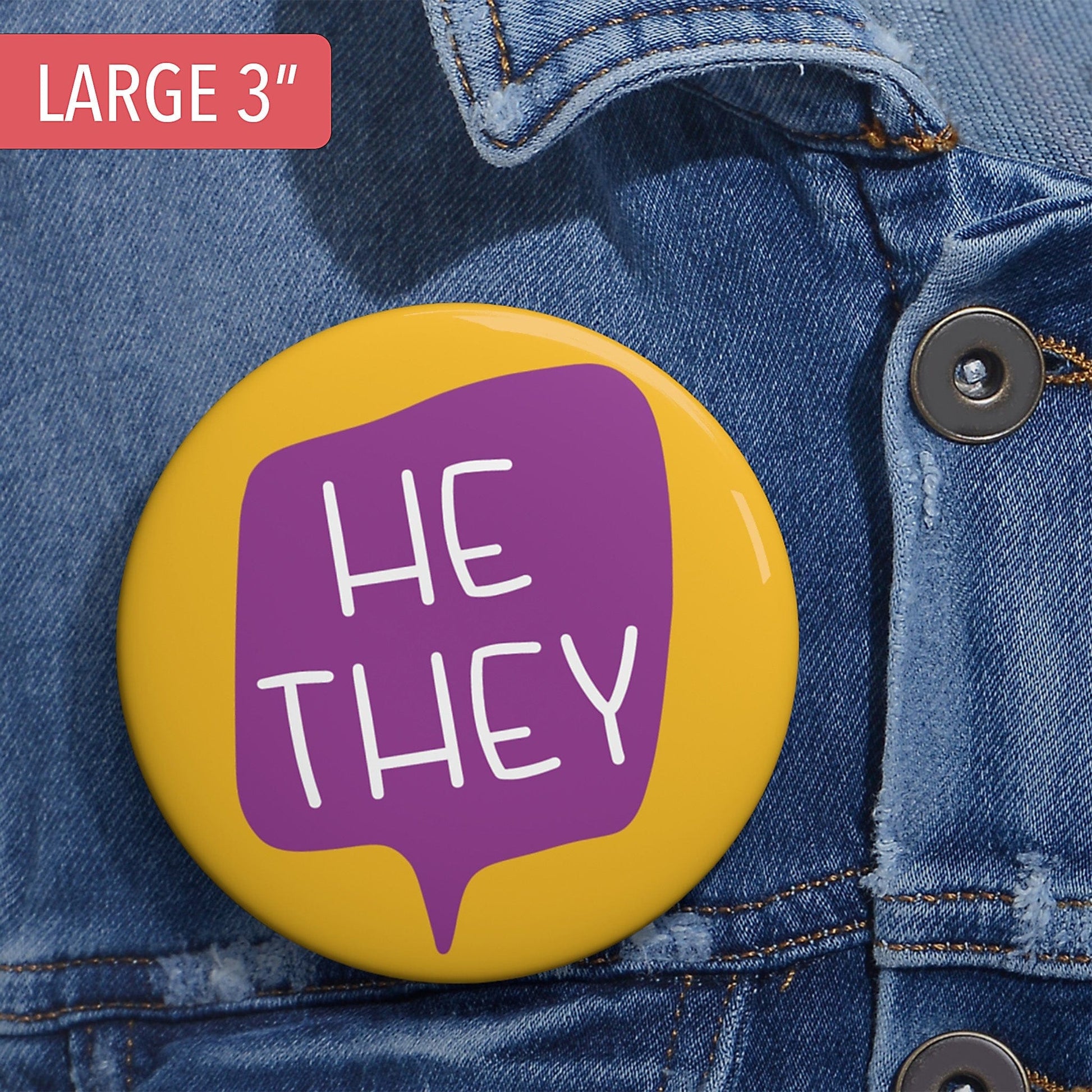 Gender Pronouns Pin He/They A Blue Dot in a Red State