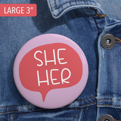 Gender Pronouns Pin She/Her A Blue Dot in a Red State