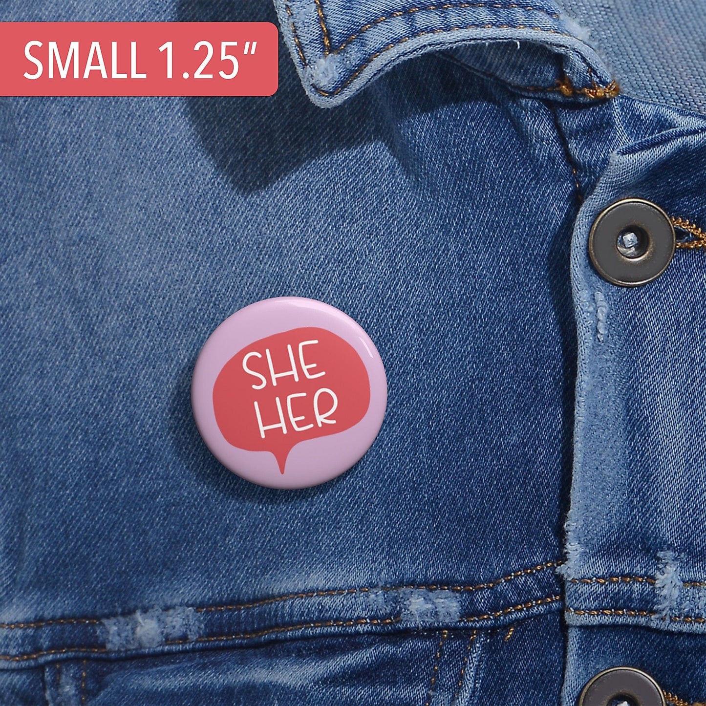 Gender Pronouns Pin She/Her A Blue Dot in a Red State