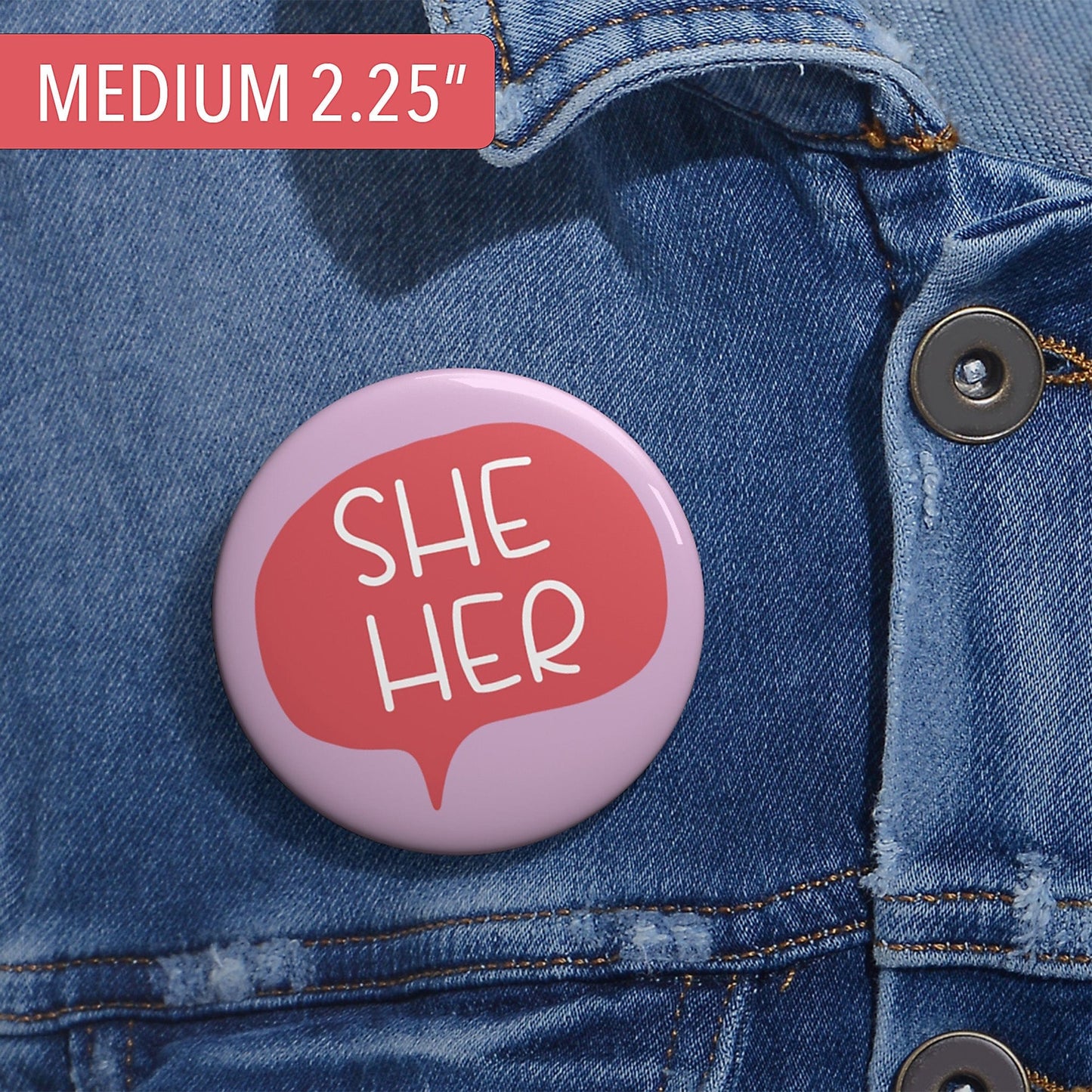 Gender Pronouns Pin She/Her A Blue Dot in a Red State