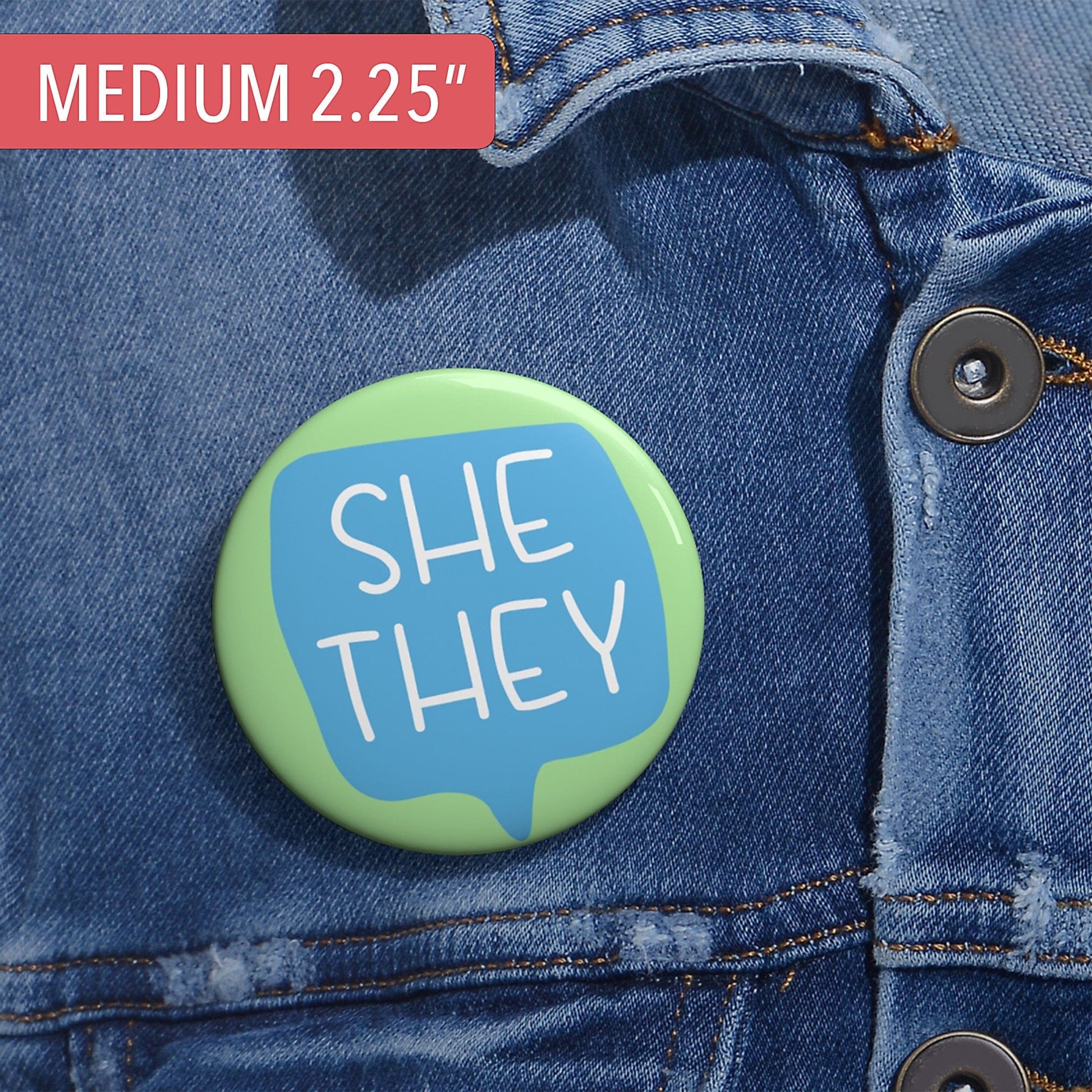 Gender Pronouns Pin She/They A Blue Dot in a Red State