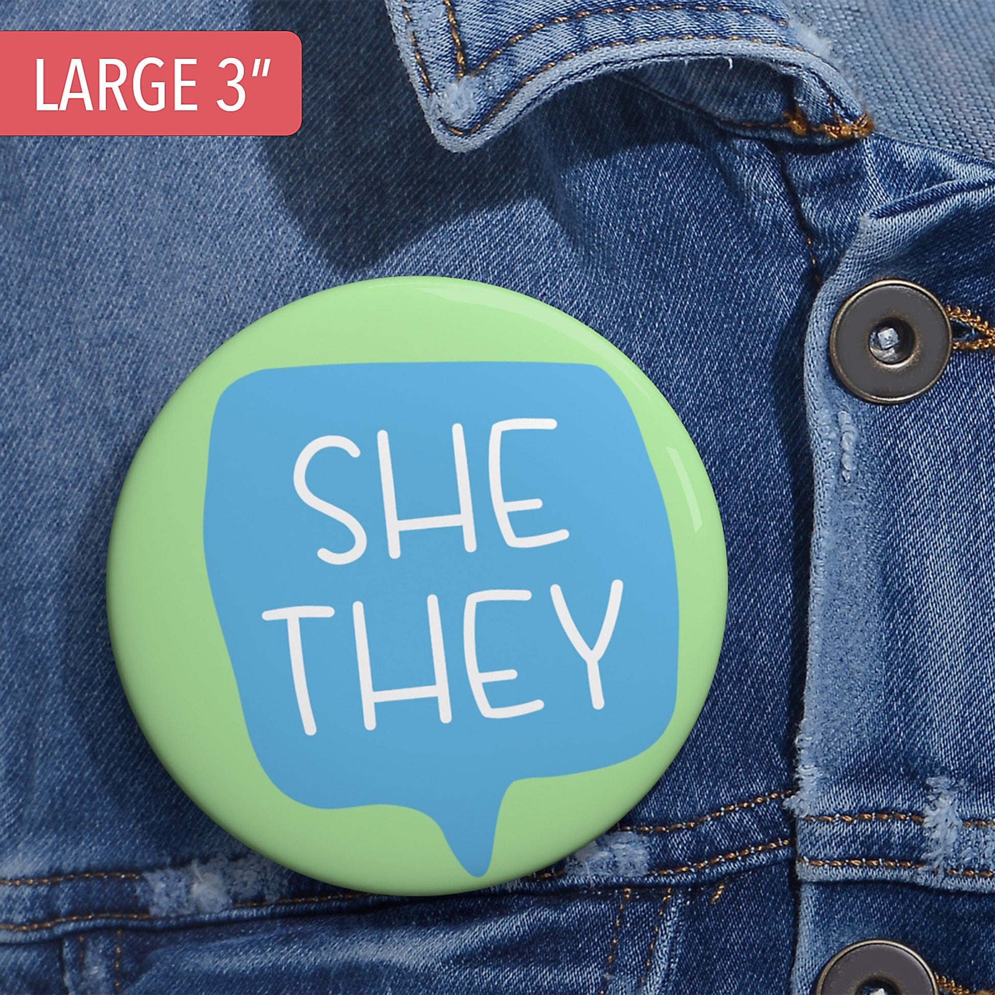 Gender Pronouns Pin She/They A Blue Dot in a Red State