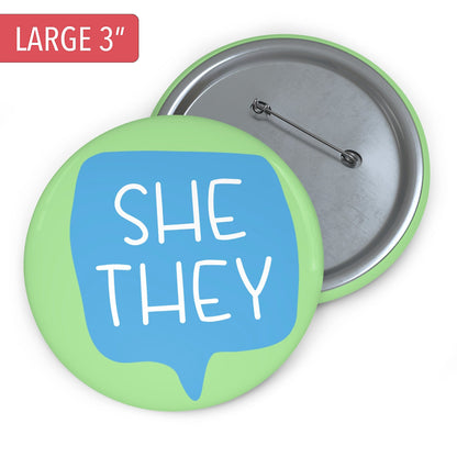 Gender Pronouns Pin She/They A Blue Dot in a Red State