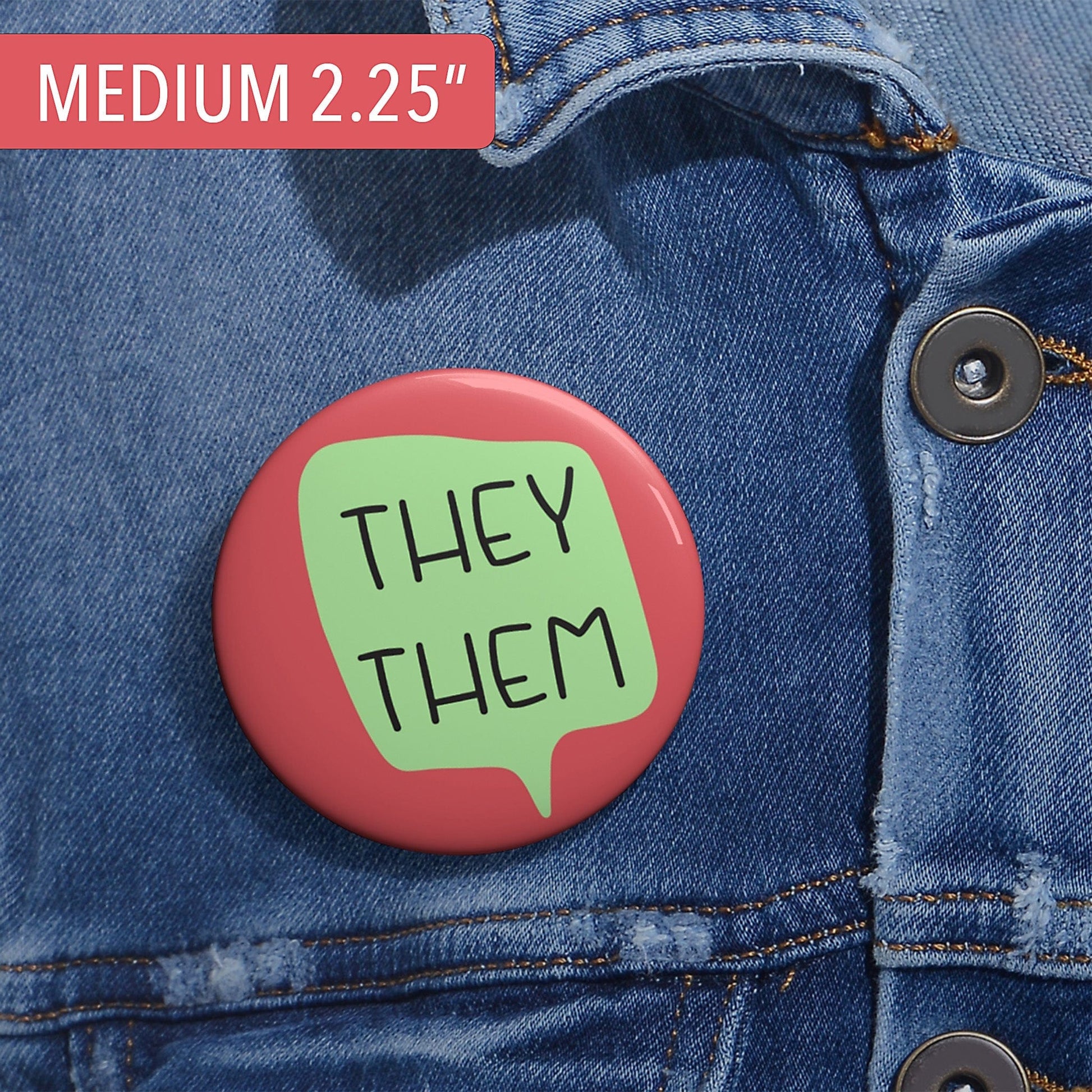 Gender Pronouns Pin They/Them A Blue Dot in a Red State