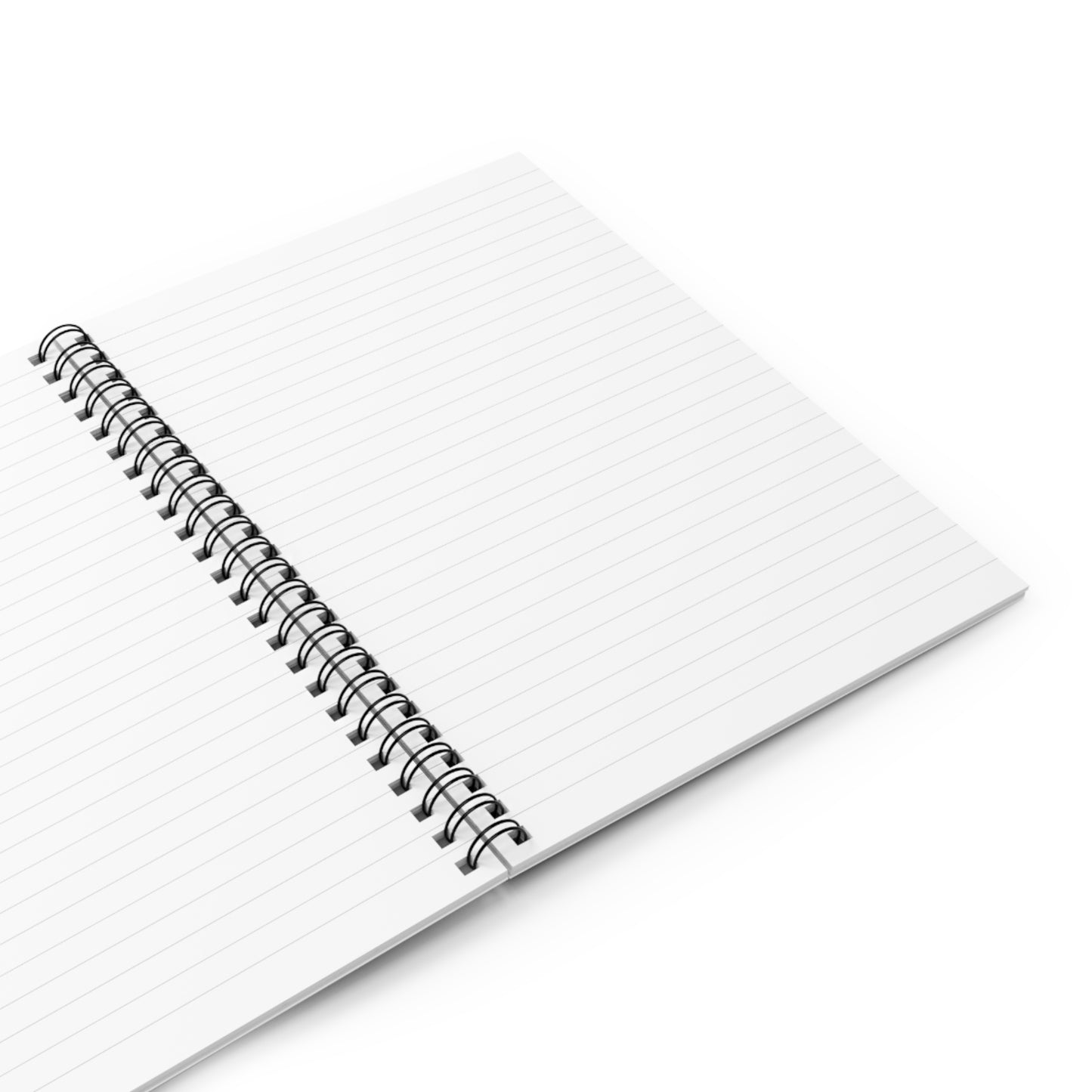 A 118-page spiral bound notebook with a black cover, but you can't see it in this image. This image is with the notebook open to show what the pages look like.