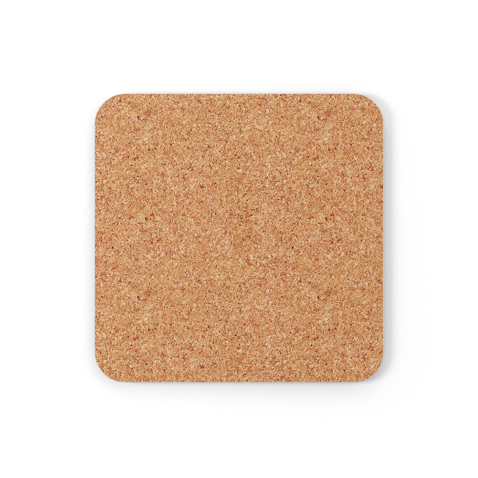 Cork backing of a 3.75” x 3.75” black square coaster. Not shown in the image is the graphic on the front that says, “I won’t be remembered as a woman who kept her mouth shut.”