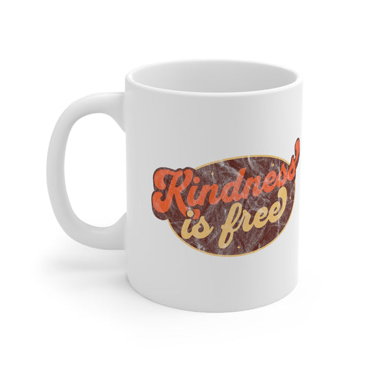 Kindness is Free Retro 11oz White Ceramic Mug