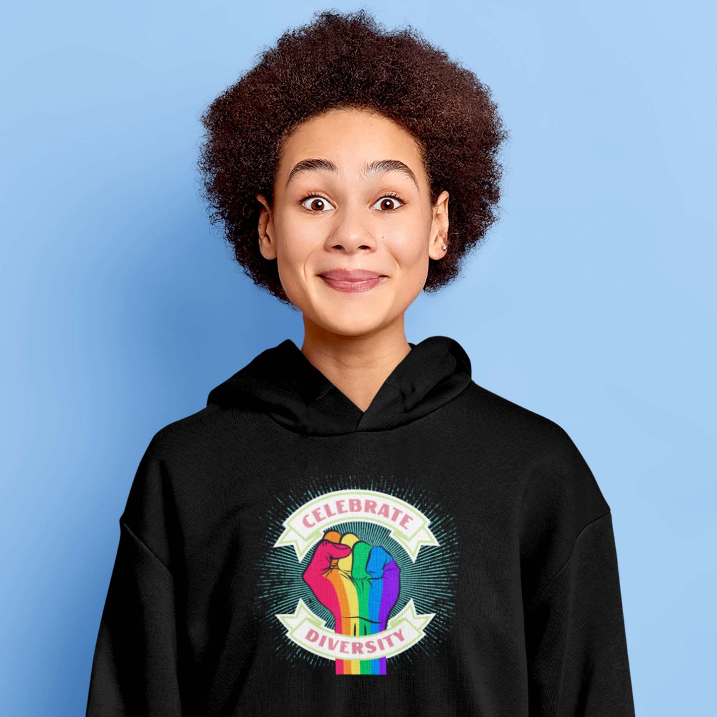 LGBTQ+ Celebrate Diversity Unisex Hoodie A Blue Dot in a Red State