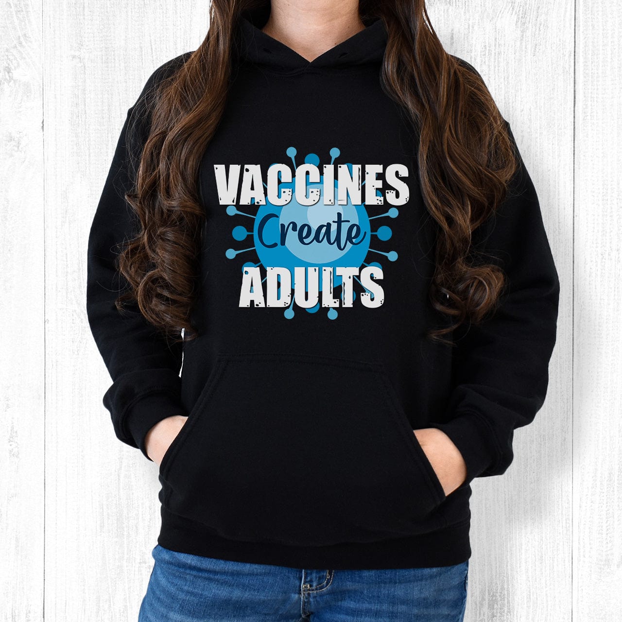 Vaccines Create Adults Unisex Hoodie A Blue Dot in a Red State